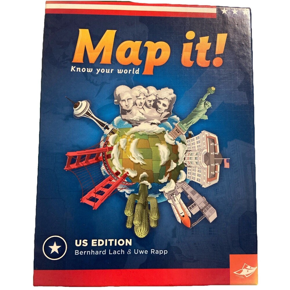 MAP IT Know Your World US Edition Card Game Landmarks Latitude Longitude New